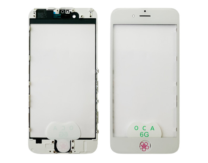 Скло фронтальне c OCA-пленкой iPhone 6G, біле з рамкою, з олеофобним покриттям, оригінал