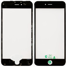 Скло фронтальне c OCA-пленкой iPhone 6S Plus, біле з рамкою, з олеофобним покриттям, з сіткою динаміка, з тримачем датчика наближення