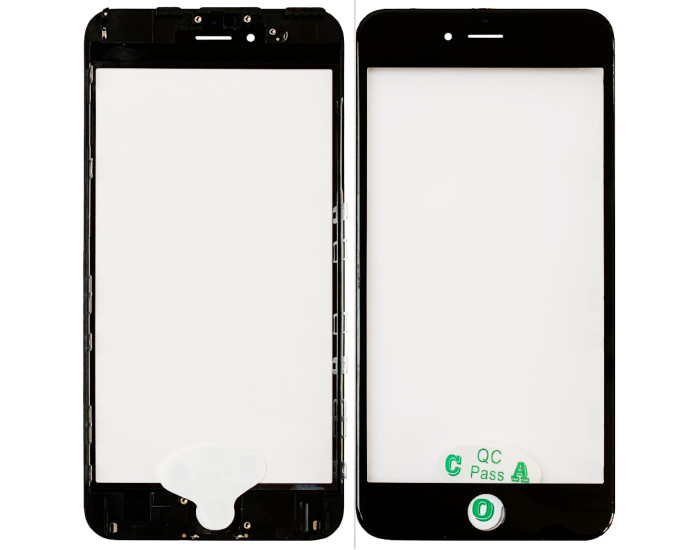 Скло фронтальне c OCA-пленкой iPhone 6S Plus, біле з рамкою, з олеофобним покриттям, з сіткою динаміка, з тримачем датчика наближення