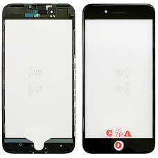 Скло фронтальне c OCA-пленкой iPhone 7 Plus, чорне з рамкою, оригінал G+OCA-PRo