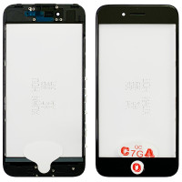 Скло фронтальне c OCA-пленкой iPhone 7, чорне з рамкою, з олеофобним покриттям, з сіткою динаміка, оригінал