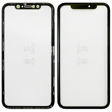Скло фронтальне з OCA-пленкой для iPhone XR, чорне з рамкою, з сіткою динаміка, оригінал