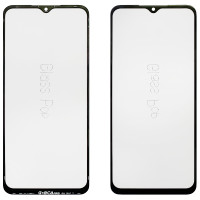 Стекло фронтальное с OCA пленкой Samsung A135 /A137 /A236 /A235 /M135 /M236 /M336, с олеофобным покрытием, черное, оригинал