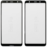 Стекло фронтальное с OCA пленкой Samsung A750 A7 2018, черное G+OCA PRo