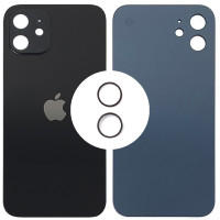 Задня панель корпуси для iPhone 12, чорна (Small Hole) з кільцями