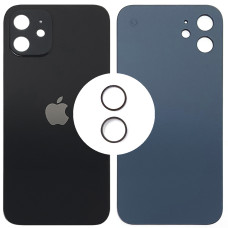 Задня панель корпуси для iPhone 12, чорна (Small Hole) з кільцями