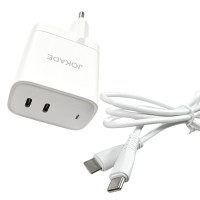 Мережеве зарядний пристрій Jokade JB084 WANGYUAN 30W (2USB-C) з кабелем (Type-C-Type-C) Білий