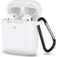 Чехол для AirPods 1/2 (+ карабин) белый