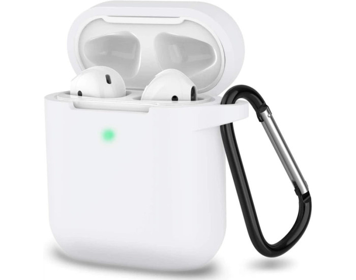 Чехол для AirPods 1/2 (+ карабин) белый