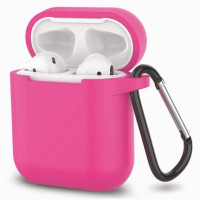 Чехол для AirPods 1/2 (+ карабин) светло-розовый