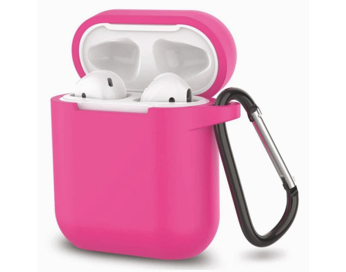 Чехол для AirPods 1/2 (+ карабин) светло-розовый