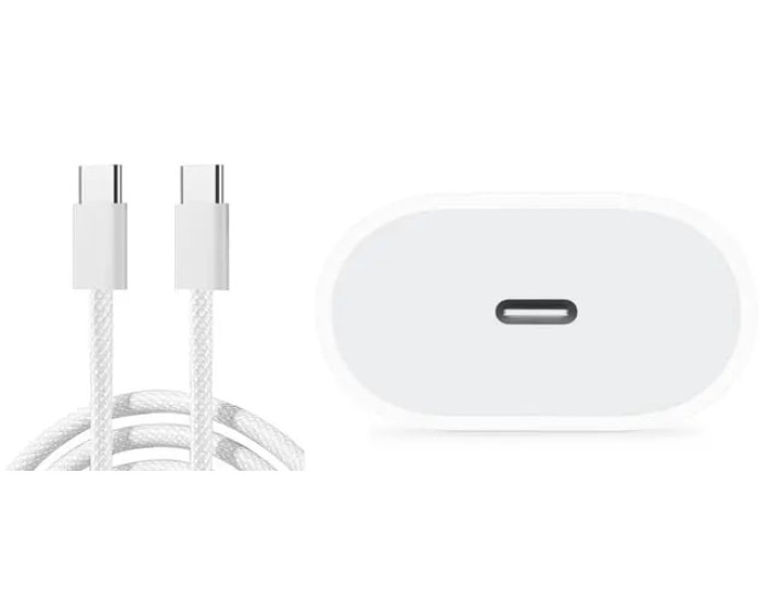 Мережеве зарядний пристрій (1:1 original) Type-C 35W iPhone 16/16 Pro/16 Pro Max +Type-C to Type-C cable (typ-2) (коробка) (Білий  White)