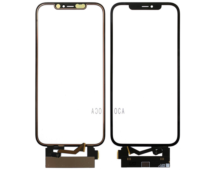 Сенсор Apple iPhone 12 Pro Max, з ОСА, без мікросхеми, з сіткою динаміка, з олеофобним покриттям + шлейф, чорний оригінал