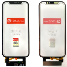 Сенсор Apple iPhone 12 Pro Max, с ОСА, без микросхемы, с олеофобным покрытием + шлейф, черный, оригинал G+OCA PRo