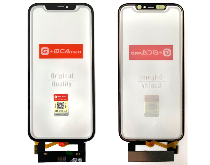 Сенсор Apple iPhone 12 Pro Max, с ОСА, без микросхемы, с олеофобным покрытием + шлейф, черный, оригинал G+OCA PRo