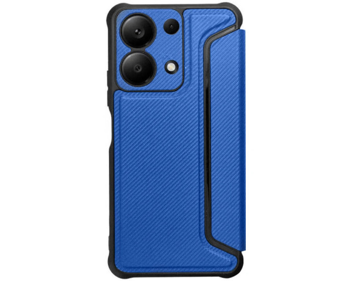 Чохол-книга шкіряний Getman Razor Carbon Xiaomi Redmi 13 4G /Poco M6 4G, синій