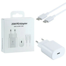 Сетевое зарядное устройство Samsung 25W с кабелем Type-C to Type-C (No Logo) Белый