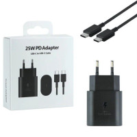 Мережеве зарядний пристрій Samsung 25W з кабелем Type-C to Type-C (No Logo) чорний