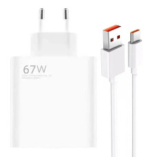 Сетевое зарядное устройство Xiaomi 67W + кабель Type-C (No Logo) White 