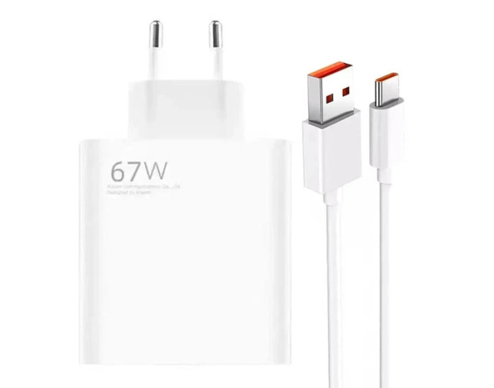 Сетевое зарядное устройство Xiaomi 67W + кабель Type-C (No Logo) White 