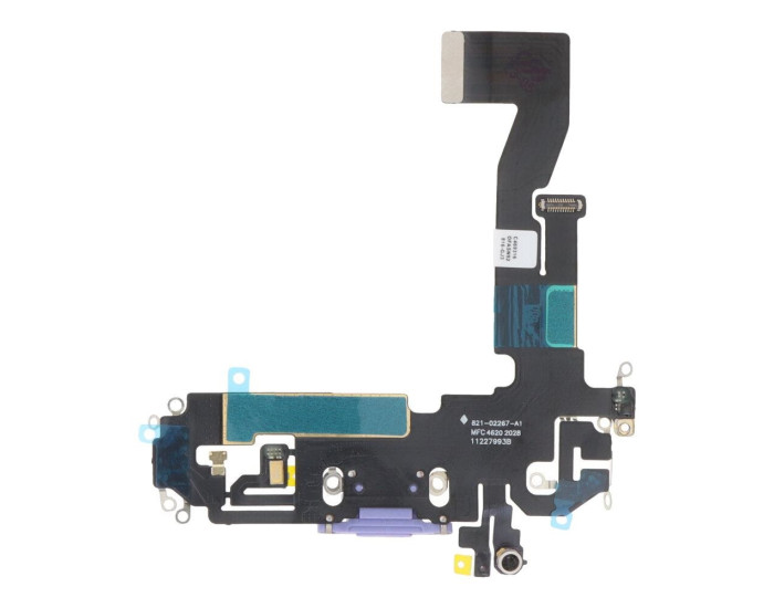 Шлейф для iPhone 12 /12 Pro, коннектора наушников, коннектора зарядки, фиолетовый, оригинал