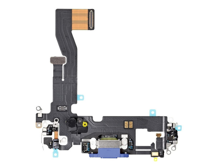 Шлейф для iPhone 12 /12 Pro, коннектора наушников, коннектора зарядки, синий, оригинал 