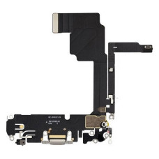 Шлейф для iPhone 15 Pro коннектора зарядки, с микрофонами, белый White Titanium, оригинал снятый