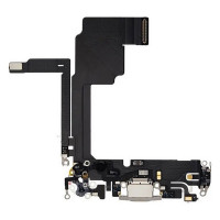 Шлейф для iPhone 15 Pro коннектора зарядки, с микрофонами, белый White Titanium, оригинал снятый