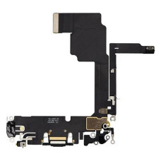 Шлейф для iPhone 15 Pro коннектора зарядки, с микрофонами, черный Black Titanium, оригинал снятый