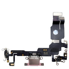 Шлейф для iPhone 15, коннектора зарядки с микрофонами, розовый, оригинал снятый