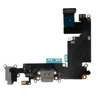Шлейф для iPhone 6S Plus, коннектора наушников, коннектора зарядки, с микрофоном, серебро