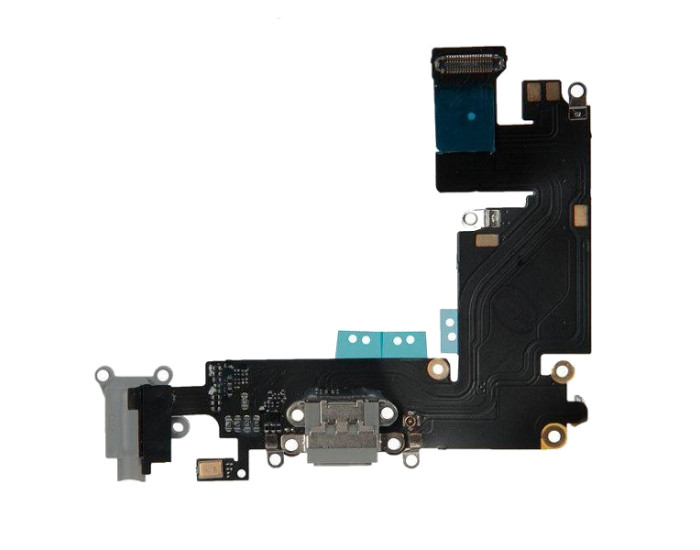 Шлейф для iPhone 6S Plus, коннектора наушников, коннектора зарядки, с микрофоном, серебро