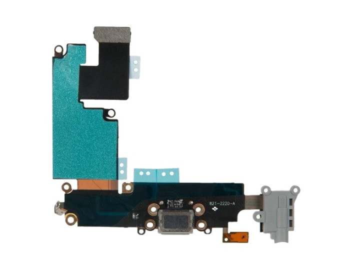 Шлейф для iPhone 6 Plus, коннектора наушников, коннектора зарядки, с микрофоном, оригинал, черный