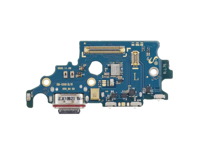 Шлейф для Samsung G991 Galaxy S21 5G, конектора зарядки з SIM-конектором, з мікрофоном, з мікросхемою, оригінал
