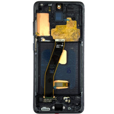 Дисплей с сенсорным экраном (модуль) Samsung G980 Galaxy S20, черный с рамкой, оригинал