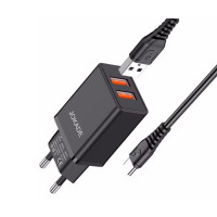Сетевое зарядное устройство Jokade JB024 Liangzi (3A/2USB-A) с кабелем Type-C Черный
