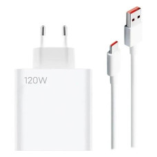 Мережеве зарядний пристрій Xiaomi 120W USB-A + Кабель Type-C (No logo) Білий