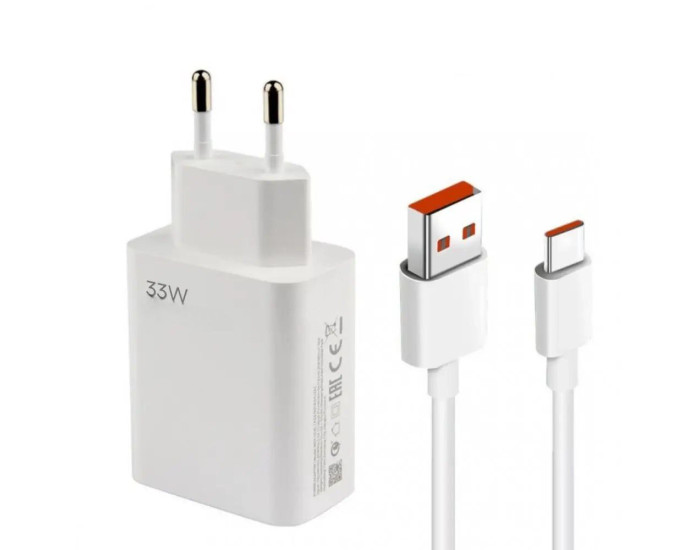 Сетевое зарядное устройство Xiaomi 33W USB-A + кабель Type-C (No logo) Белый