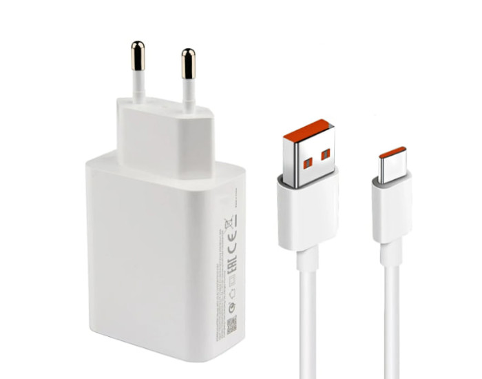 Сетевое зарядное устройство Xiaomi 33W USB-A + кабель Type-C (No logo) Белый