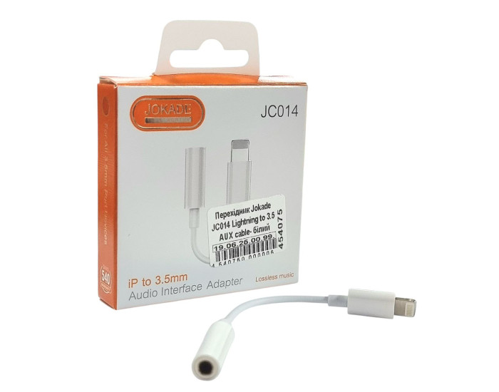 Переходник Jokade JC014 ZEQING Lightning to 3.5 AUX, белый