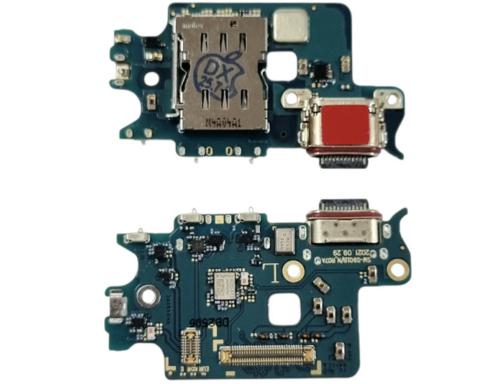 Шлейф для Samsung S901 Galaxy S22 5G, коннектора зарядки с микрофоном, c SIM-коннектором, оригинал