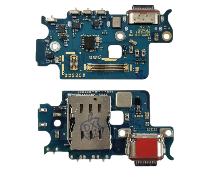 Шлейф для Samsung S911 Galaxy S23, коннектора зарядки с микрофоном, с Sim коннектором, оригинал