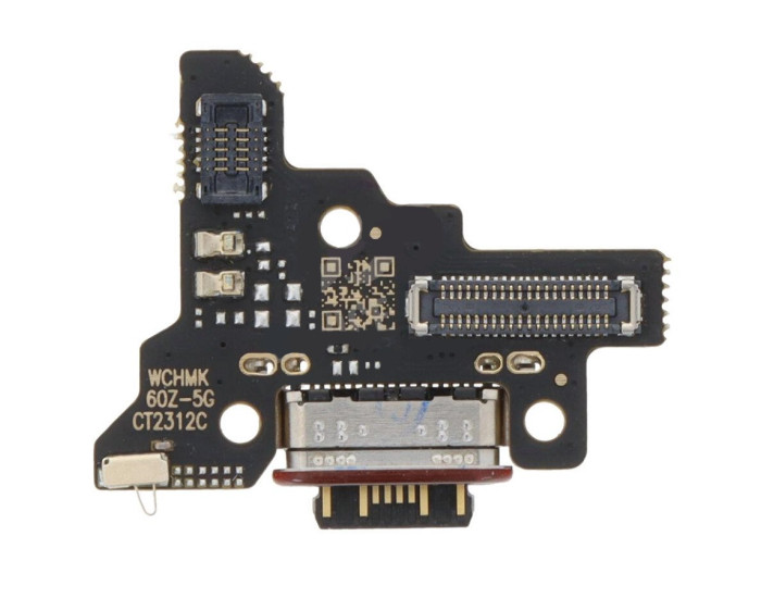 Шлейф для Xiaomi 13T, коннектора зарядки, микрофона с компонентами, High Copy