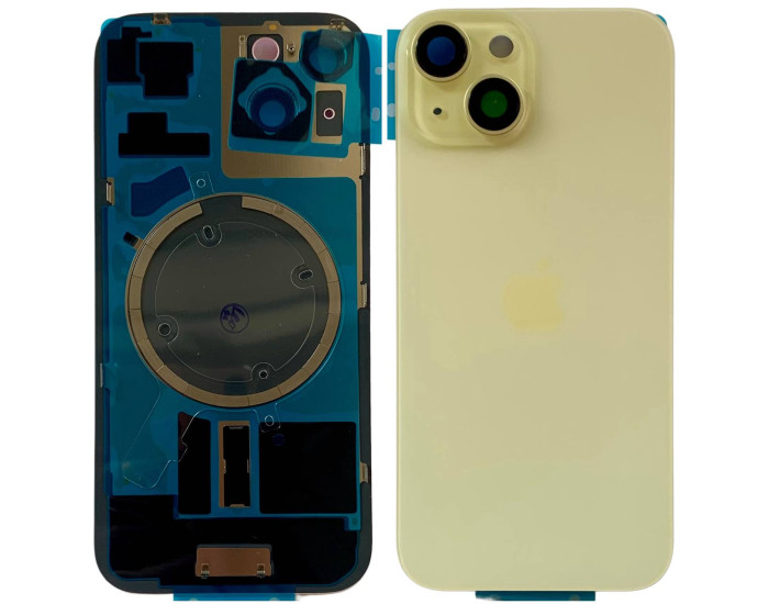 Задняя панель корпуса iPhone 15 Plus Yellow, со стеклом камеры, MagSafe, оригинал