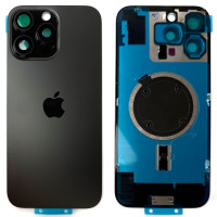 Задняя панель корпуса для iPhone 16 Pro Max Black Titanium, со стеклом камеры, MagSafe, оригинал