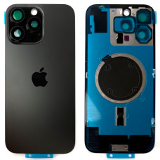 Задняя панель корпуса iPhone 16 Pro Max Black Titanium, со стеклом камеры, MagSafe, оригинал