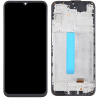 Дисплей з сенсорним екраном (модуль) Samsung A256 A25, чорний з рамкою, переклеювання
