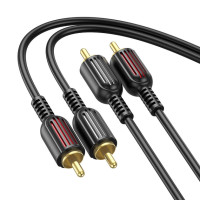 Аудиоадаптор 2RCA-AUX Borofone BL13 double lotus audio 1.5m, черный