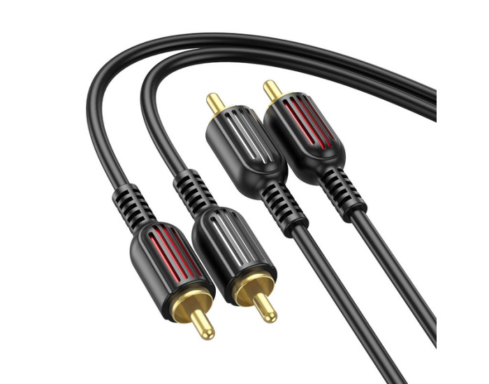 Аудіоадаптер 2RCA-AUX Borofone BL13 double lotus audio 1.5m, чорний