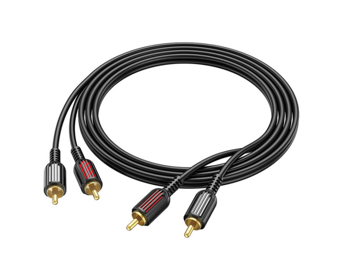 Аудіоадаптер 2RCA-AUX Borofone BL13 double lotus audio 1.5m, чорний